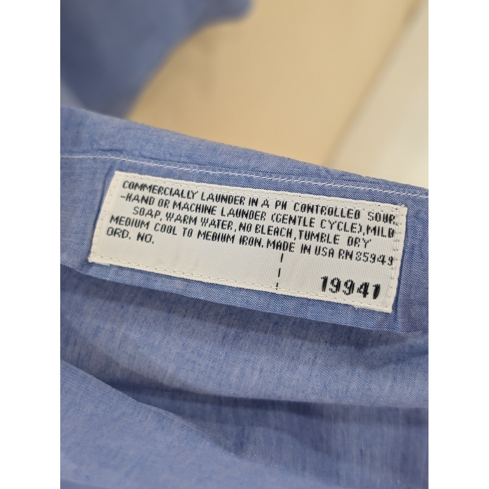 Tom James Mens Blue Custom Tailored Long Sleeve Dress Shirt Button Down 17" Neck - Picture 7 of 8